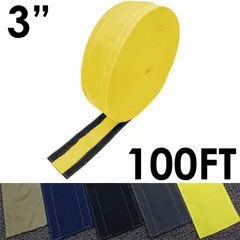 Yellow nylon fabric cable floor cover with hook-and-loop closure, 3-inch overall width and 100-foot length. Used for routing and protecting cables across walkways or work areas, reducing trip hazards and preventing cable damage in industrial, commercial, or event environments.
