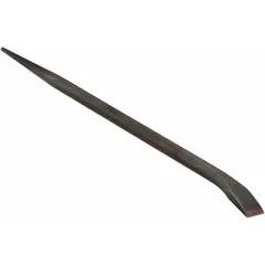 Forged fit-up bar with a chisel end and pointed tip for aligning, prying, and fitting structural components. Overall length 24 in, bar width 3/4 in, end width 3/4 in. No nail slots. Suitable for construction and metalworking tasks such as positioning beams, plates, and frames during assembly or demolition.
