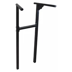 This dip station is constructed with a powder-coated steel frame and vinyl black padding. It is designed for bodyweight strength training exercises such as dips, targeting the chest, triceps, and shoulders. Suitable for home gyms, commercial fitness centers, and hospitality fitness rooms.