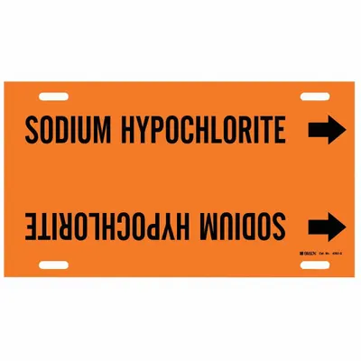 BRADY Pipe Marker: Sodium Hypochlorite, Orange, Black, Fits 8 to 9 7/8 in Pipe O.D. - Sodium Hypochlorite Snap-On Pipe Markers