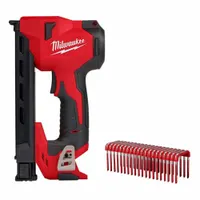 MILWAUKEE Staple Gun Kit: Tool Only, 1 in Insulated Cable Staples, Sequential, For 3/4 in Staple Wd (MPN 2448-20, MNM1-600)