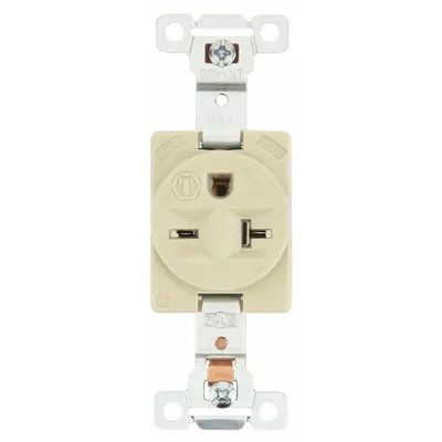 BRYANT Receptacle: Single, 6-20, Ivory, 250V AC, 20 A, 2 Pole / 3 Wire (MPN 5461I) - General Purpose Receptacles