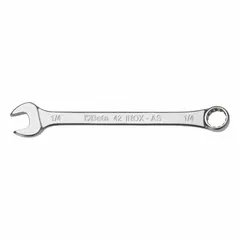 SAE spline combination wrench with 1/4 in head size and 3 3/4 in overall length. Natural finish. Used for tightening or loosening fasteners in general industrial applications.