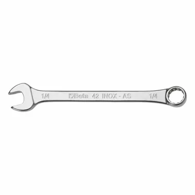 BETA Combination Wrench: Stainless Steel, Natural, 1/4 in Head Size - SAE Spline Combination Wrenches