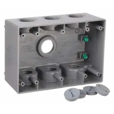 BELL Electrical Box: Aluminum, Rectangular, 3 Gangs, 3/4 in Hub Size, 55 cu in Capacity - Aluminum Weatherproof Electrical Boxes