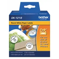 Direct thermal precut label roll for on-demand printing. Each label measures 15/16 in x 15/16 in, with 1000 labels per roll. Compatible with QL-1100 printer series. Used for asset tagging, cable marking, and shelf labeling in industrial environments