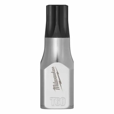 MILWAUKEE Bit Socket: 1/4 in Drive Size, Hex Tip, T60 Tip Size, 1 29/64 in Overall Lg - Security Torx Bit Sockets
