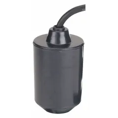 This general-purpose tether float switch features a normally open (pump down) configuration, rated for 230V AC and 13 A. It includes a piggyback plug for electrical connection and an ABS housing. Suitable for pump-down control in sump, sewage, and effluent applications.
