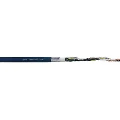 This CHAINFLEX CF10 series control cable features 5 conductors of single copper wire with a TPR jacket, rated 300 V. It includes a ground conductor and is CE certified with notch resistance. Suitable for fixed, flexible, and e-chain applications with minimum bend radius factors of 3x, 4x, and 5x outer diameter respectively.