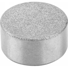 Rear-mount stainless steel insert with an abrasive diamond face for workholding and positioning applications. Features M5 thread, 10 mm height, and diamond grit for wear resistance and secure grip on parts.