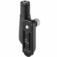 This audio adapter connects Icom IP730D/IP740D series radios to accessories with a standard 3.5 mm jack, such as the SP-40 speaker. It adapts from a multi-pin radio connection to a 3.5 mm standard, enabling audio output for communication in field or industrial environments. Length: 1/8 in.