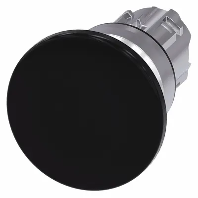 Siemens Mushroom Head Push Button: Black, 22 mm Mounting Size, Metallic - Mushroom-Head Push-Button Operators