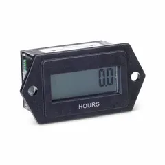 Digital hour meter with rectangular flange-mount bezel for front panel installation. Records operating time in tenth-hour increments. NEMA 4 enclosure rating. CUL listed. Suitable for tracking runtime on industrial equipment such as pumps, compressors, and generators for maintenance scheduling or rental billing.