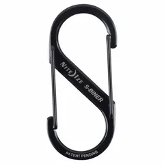 Stainless steel S-hook double snap hook with wire gate design. Used for secure attachment in rigging, material handling, and load-securing applications requiring corrosion resistance.