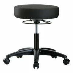 Vinyl Lab Stool, 17-1/4 to 22-1/2 in Height, 17 in Seat, Fiberglass Base, 5 Casters