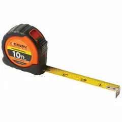 KESON PGPRO1810V is a 10 ft SAE tape measure with a plastic case and rubberized grip. It features a nonmagnetic single hook tip, manual lock, and finger brake. Graduations in 1/16 in increments with feet markings. Suitable for general measuring tasks where magnetic interference must be avoided.