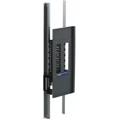 This NQ series main lug convertible panel interior is rated 600 A and features a copper bus. It accommodates QHB, QOB, and QOB-VH circuit breakers in 30 spaces. Measuring 45 inches high by 10 7/16 inches wide, it is used in electrical distribution systems for commercial or industrial power distribution.