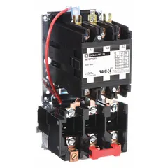 This SQUARE D non-reversing magnetic motor starter is designed for three-pole, 50 A applications with a 120V AC coil. It requires three thermal overload units (not included) for motor protection. Typical uses include controlling three-phase motors in HVAC, pumps, and conveyors.