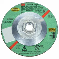 Type 27 combination wheel for cutting and grinding carbon and stainless steel. Ceramic abrasive with 36 grit provides cool cutting action. Measures 4-1/2" diameter, 1/8" thickness, with 5/8"-11 arbor for use on angle grinders.