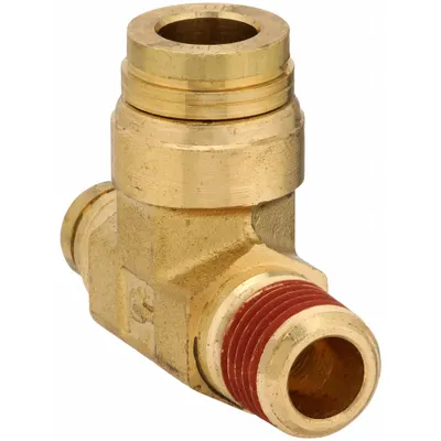 PARKER Push-Fit Tee Fitting: 3/8 in OD x 1/4 in Pipe Fitting Size - Brass Air Brake Fittings