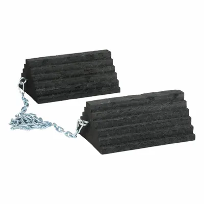 CHECKERS Wheel Chock: Rubber, 55 in Max Compatible Wheel Dia, 10,000 lb Vehicle Wt - Max - Secure-Grip Rubber Wheel Chocks
