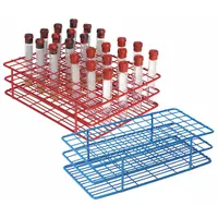 Tube Rack: 4 1/4 in Overall Wd, 2 5/8 in Overall Ht, 8 1/4 in Overall Lg, Wire, Blue, (72) Wells (MPN 120089)