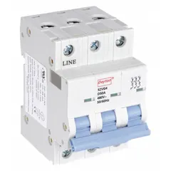 This 3-pole supplementary protector features a D-curve trip characteristic for motor and transformer branch circuits. Rated 480V AC with a maximum interrupting rating of 7.5kA at 480V AC, it uses screw clamp terminals and is designed for DIN rail mounting. Suitable for overcurrent and short-circuit protection in industrial control circuits.