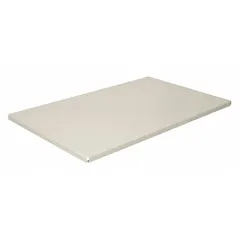 This putty-colored shelf measures 36 inches wide by 18 inches deep. It is designed for use with Sandusky Lee brand equipment, compatible with manufacturer model number CA4V361872-07 and items 22ND57, 22ND61, 8EC82, and 9UAK8. Suitable for adding storage capacity in material handling applications.