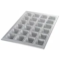 CHICAGO METALLIC Square Muffin Pan: Aluminum, 24 Slots, 14 1/8 in Overall Wd, 1 5/8 in Overall Dp (MPN 46605)