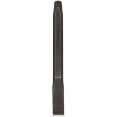 Steel cold chisel with a 1/4 in blade width and 5 in overall length. Features a plain grip and includes a striking cap. Meets ASME B107.47M standards. Used for cutting, shaping, and removing metal, concrete, or masonry in industrial maintenance and fabrication.