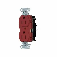 HUBBELL Receptacle: Duplex, 5-15, Red, 125V AC, 15 A, 2 Pole / 3 Wire (MPN BR15STR)
