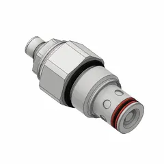 Steel, screw-adjustment, two-way manual directional control cartridge valve with C10-2 cavity size. Includes polyurethane seals. Suitable for hydraulic circuits requiring precise flow regulation in industrial machinery and mobile equipment.
