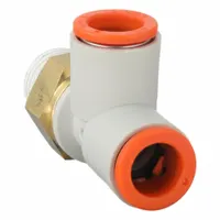 SMC Push-Fit Tee Fitting: 1/4 in Pipe x 3/8 in OD x 3/8 in OD Size, 48 29/32 mm Overall Lg, Brass (MPN KQ2Y11-35AS)