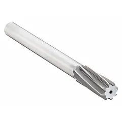 This chucking reamer is made of high-speed steel with a spiral flute design for efficient chip evacuation. It has a diameter of 31/32 in (0.9688 in) and a right-hand flute direction. Used for precision sizing and finishing of pre-drilled holes in metalworking, suitable for through-hole and blind-hole applications.