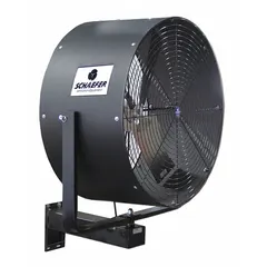 This standard industrial wall-mount fan features a 36-inch blade diameter and a 1/2 hp motor operating on 115/230V AC. It offers single-speed oscillation for directed airflow. Typical applications include air circulation in warehouses, factories, and workshops to cool personnel or ventilate equipment.