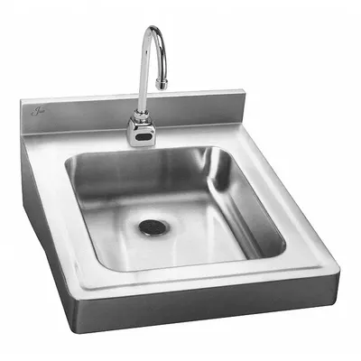 JUST MANUFACTURING Bathroom Sink: Lavatory Group, Silver, Stainless Steel, Sensor - One-Station Wall-Mounted Bathroom Sinks with Faucets