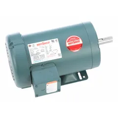 Totally Enclosed Air-Over (TEAO) 3-phase AC motor with rigid base mounting. Rated 3 hp, 3490 RPM at 60 Hz, 230/460V AC, 8.0/4.0 A full load current. Suitable for applications requiring forced-air cooling such as fans, blowers, and pumps.