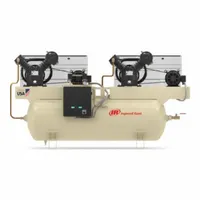 INGERSOLL RAND Duplex Compressor: 5 hp, 2 Stage, Horizontal, 120 gal, 16.8 cfm, 175 psi, 460V AC (MPN 2-2475E5-V)