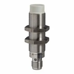 Inductive cylindrical proximity sensor with built-in connector, unshielded, NPN output. Operates on 12-24V DC supply voltage. Used for non-contact detection of metallic objects in industrial automation applications such as position sensing, part detection, and machine control.