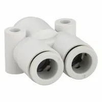 SMC Push-Fit Wye Fitting: 8 mm OD x 8 mm OD x 10 mm OD Size, Polybutylene Terephthalate, White (MPN KQ2U08-10A)