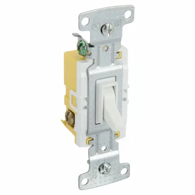 BRYANT Wall Switch: Toggle Switch, 3-Way, Maintained, White, 120V AC - Toggle Wall Switches
