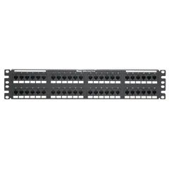 PANDUIT Patch Panel: Flat, 2 Rack Units, 48 Ports, 5e, IDC, Type 3 & Type 4 PoE, Steel, DP485E88TGY. Key specifications — Brand: PANDUIT; Compatible Cable Performance Category: 5e; Material: Steel; _Access Type: Rear Access; _Port Labeling: Adhesive Label; _Power Over Ethernet: Type 3 & Type 4 PoE; _Rear Termination: IDC; _Series: Data-Patch.
