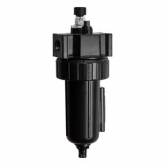 Parker Series 07L mist lubricator with zinc body, 1/2 in NPT ports, 90 scfm flow capacity, 175 psig maximum operating pressure, and 175°F maximum operating temperature. Knob adjustment for oil feed rate. Used to inject fine oil mist into compressed air lines for lubrication of pneumatic tools, cylinders, and valves in industrial manufacturing, automation, and material handling systems.