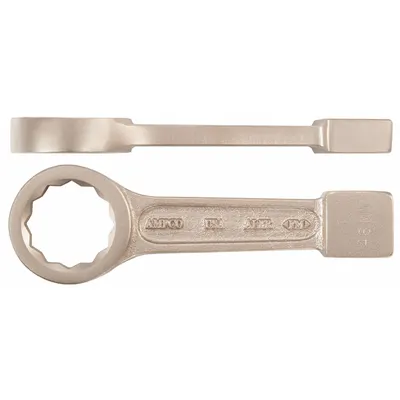 AMPCO Striking Wrench: Aluminum/Bronze, Natural, 57 mm Head Size, 11 in Overall Lg - Metric, Straight Handle, Nonsparking, 12-Point Striking Box End Wrenches