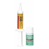 LOCTITE AA 330 is a ready-to-use acrylic adhesive supplied as a yellow gel in a 25 mL syringe. It is activator cured and cures to a yellow color, designed for bonding applications requiring gap-filling and fixture speed. Typical uses include industrial assembly and maintenance tasks where controlled cure and gap-filling are needed