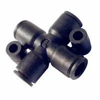 LEGRIS Push-Fit Cross Fitting: 5/32 in OD x 5/32 in OD x 5/32 in OD x 5/32 in OD Size, Black (MPN 3107 04 00)