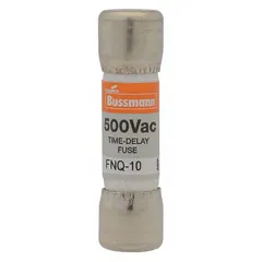 Time-delay cylindrical fuse rated 3.2 A and 500 V AC, with a 13/32 in x 1 1/2 in midget body. Non-indicating design provides overcurrent protection while accommodating temporary inrush currents. Suitable for use in industrial control circuits, motor starters, and transformer protection where time-delay characteristics are required.