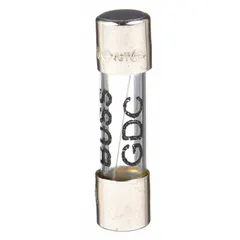 Time-delay cylindrical fuse rated 50 mA at 250 V AC, 5 mm x 20 mm size. Provides overcurrent protection with delayed response for circuits experiencing transient surges. Suitable for use in control panels, instrumentation, and power supplies.