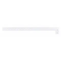 Plastic security wristband in white, measuring 10 inches in length and 5/8 inch in width. Supplied in a pack of 500. The blank legend allows custom marking for identification purposes in access control, event management, or patient tracking.