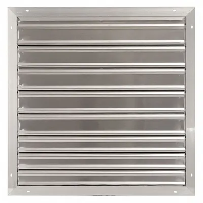 Dayton 33"H-W 5.75"L Alu Wall Backdraft Dampr: For 30 in Fan, Single Panel, 33 in H - Wall-Mount Backdraft Dampers